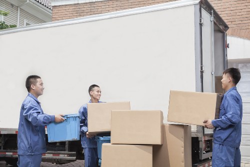 Packed moving boxes prepared for house removals in Northend